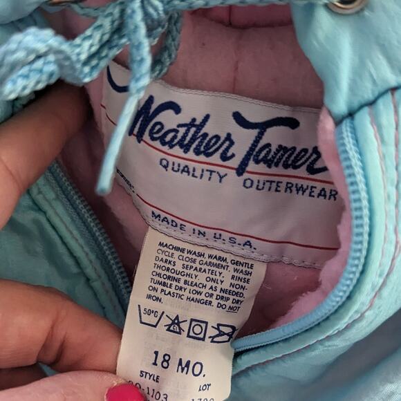 Vintage Girls Toddler Weather Tamer 18 Month Blue and Pink Baby Snowsuit 1980s - Picture 5 of 5